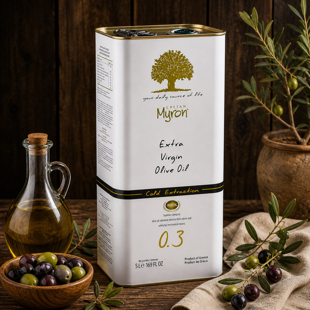 Huile d’olive vierge extra Cretan Myron 5L – Crète